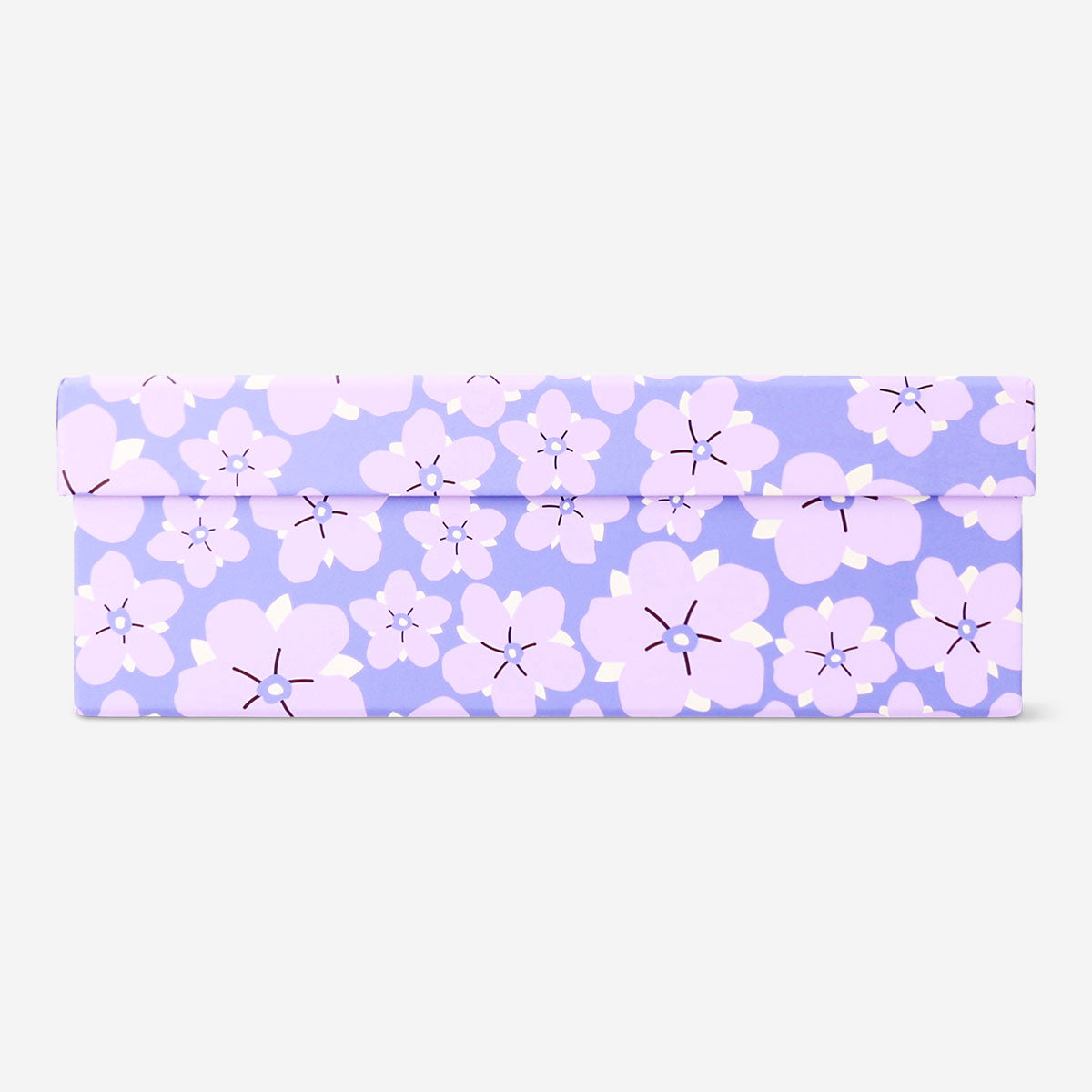Home storage box with purple flower design, 14x20 cm, from Flying Tiger Copenhagen, featuring a decorative floral pattern.
