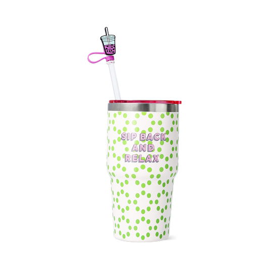 Tumbler with straw and icon straw covers - 3 pcs