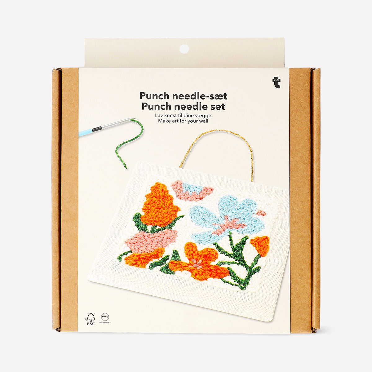 Punch needle floral wall art set by Flying Tiger Copenhagen, featuring colorful punches and a floral design for wall decor.