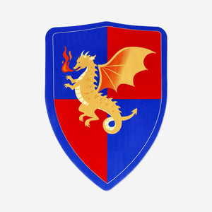Toy Knight foam shield by Flying Tiger Copenhagen, featuring a colorful medieval design and lightweight construction.