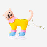 Felt hanging ornament featuring a skiing cat, ideal for home decor, from Flying Tiger Copenhagen.