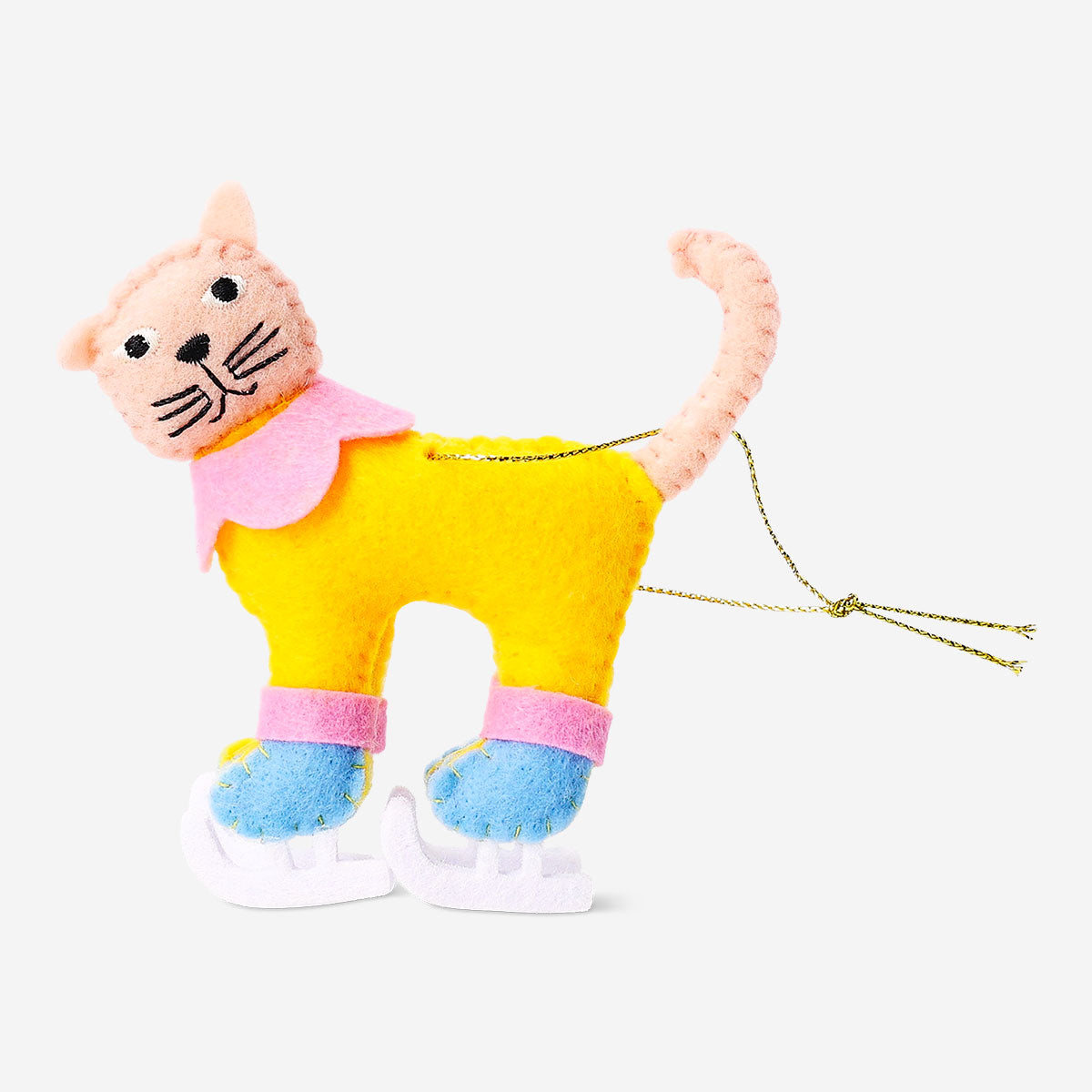Felt hanging ornament featuring a skiing cat, ideal for home decor, from Flying Tiger Copenhagen.
