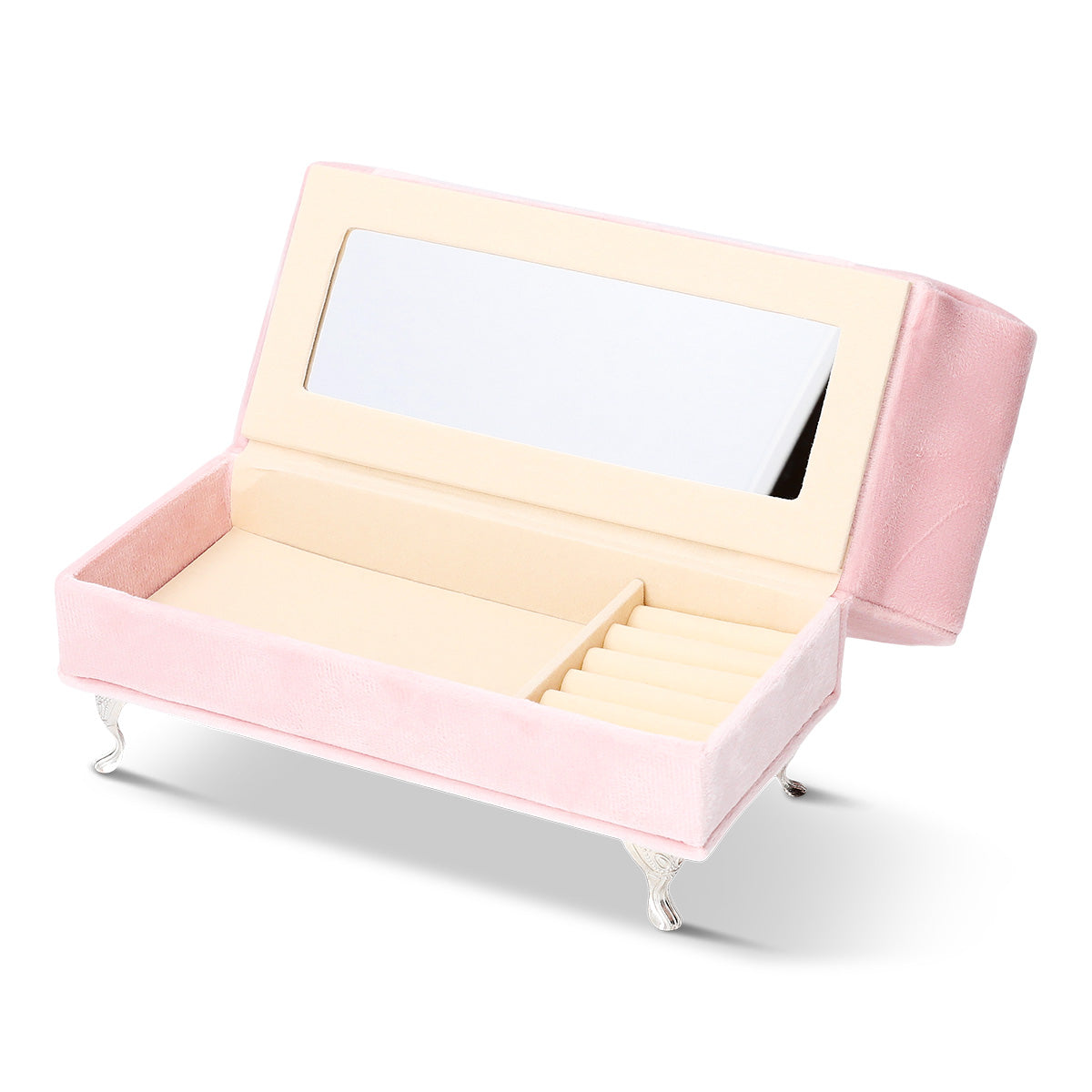 Velvet heart-shaped jewelry storage box from Flying Tiger Copenhagen, designed for home organization and elegant decor.