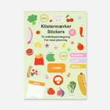 Set of Flying Tiger Copenhagen office meal planning stickers featuring colorful labels and icons for organizing meals.