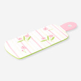 Ceramic tapas tray with hand-painted stripes and flower design, 35 cm, by Flying Tiger Copenhagen, shown with colorful small dishes.