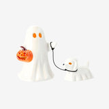Luminous ghost with ghost dog and LED light, Flying Tiger Copenhagen home decor figure, glowing decorative night light.