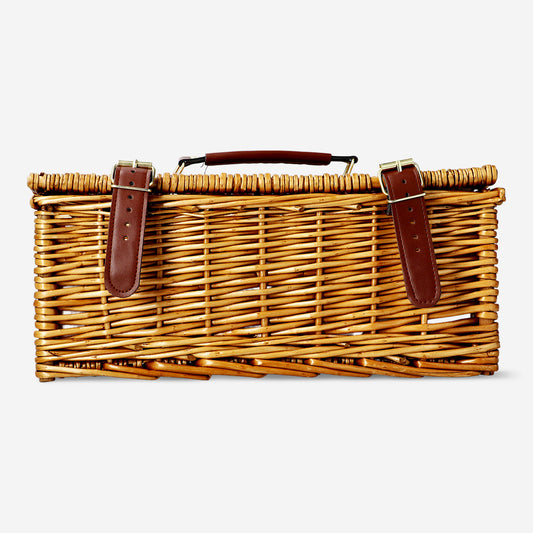 Picnic basket with cutlery and lid