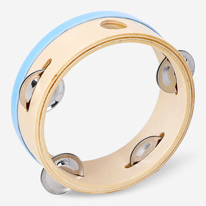 Wooden tambourine toy with metal jingles, designed for children, from Flying Tiger Copenhagen.