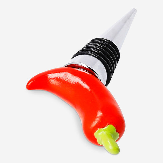 Wine stopper with chilli decoration