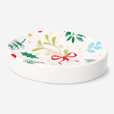 Ceramic soap dish with Christmas print from Flying Tiger Copenhagen, 12 cm, featuring festive holiday design for home decor.