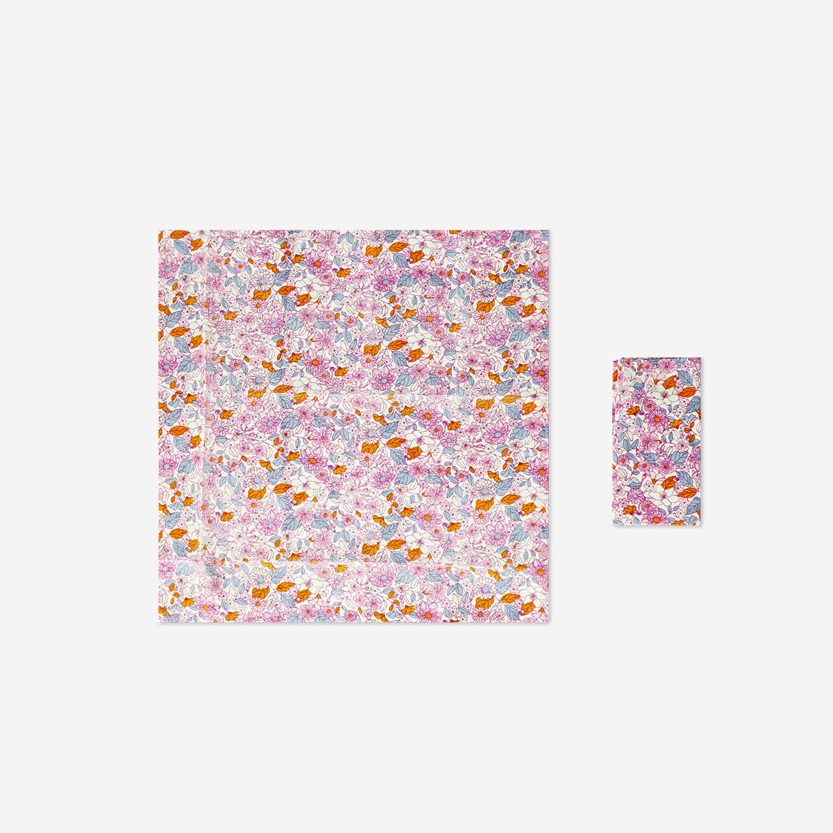 Set of two floral fabric napkins for kitchen use, by Flying Tiger Copenhagen, featuring colorful flower patterns.