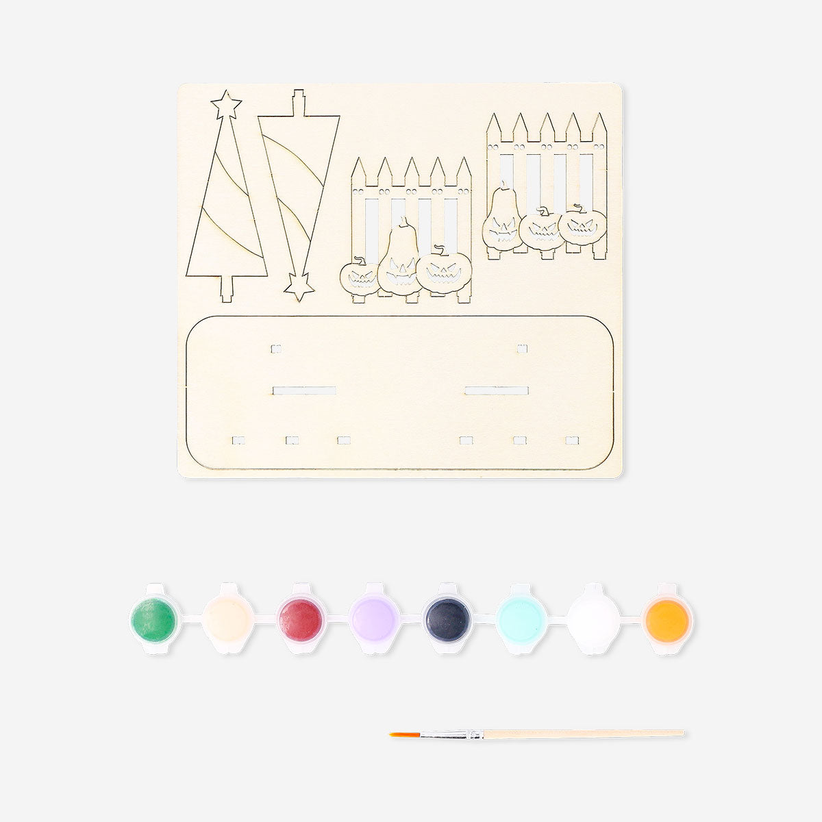 Flying Tiger Copenhagen DIY double-sided wooden house for Halloween and Christmas hobby decoration.