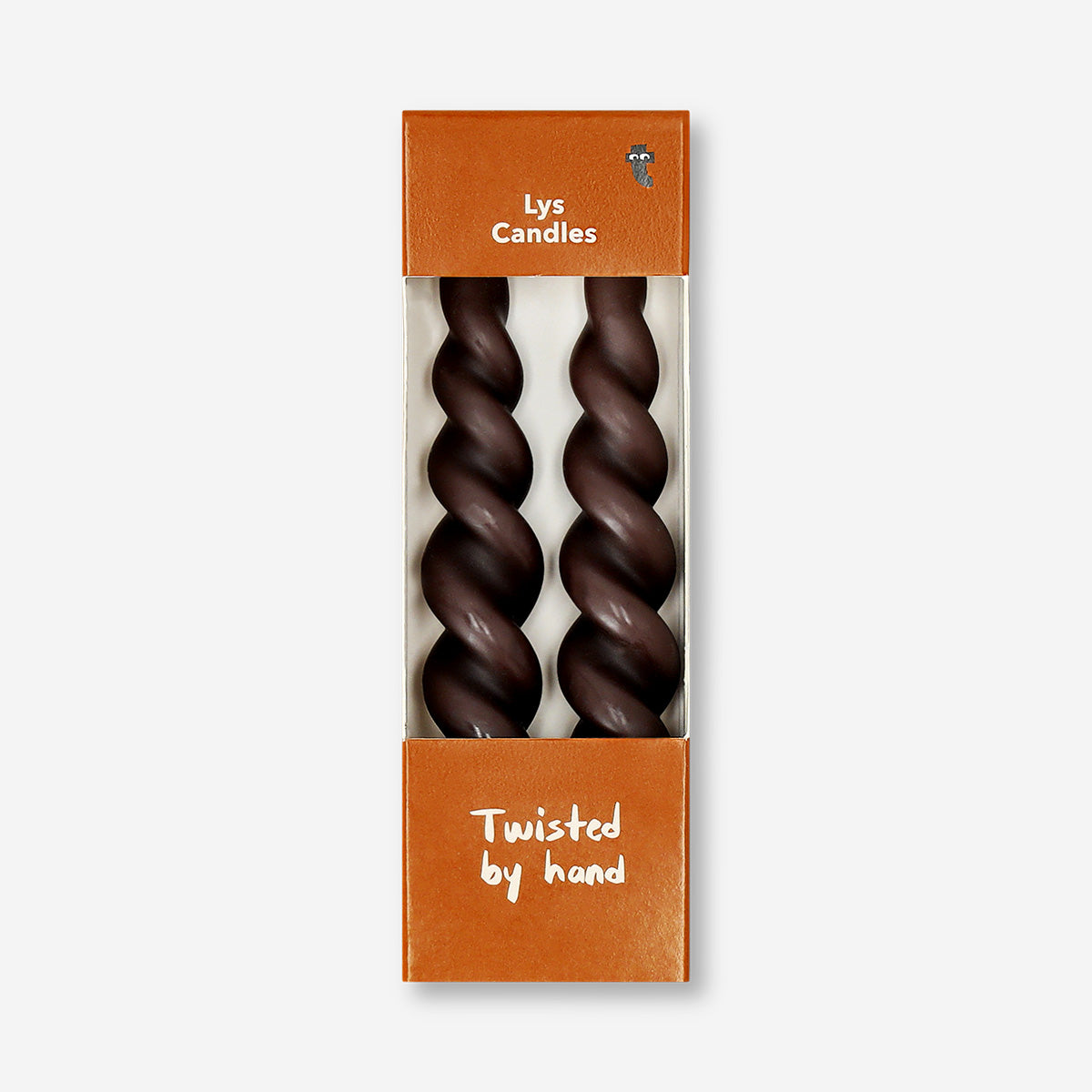 Two brown twisted dinner candles from Flying Tiger Copenhagen, stylish home decor candles for dining or ambiance.