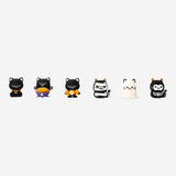 Colorful Halloween cats collectible toy set from Flying Tiger Copenhagen, featuring surprise-themed figurines for fun decoration.