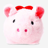 Flying Tiger Copenhagen plush pig toy with red ribbon and bow, soft stuffed animal for children and collectors