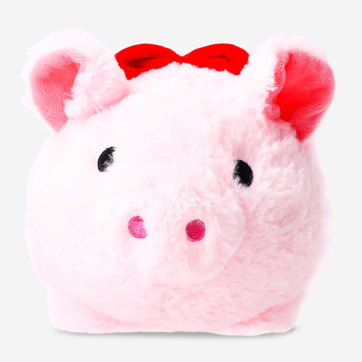 Flying Tiger Copenhagen plush pig toy with red ribbon and bow, soft stuffed animal for children and collectors