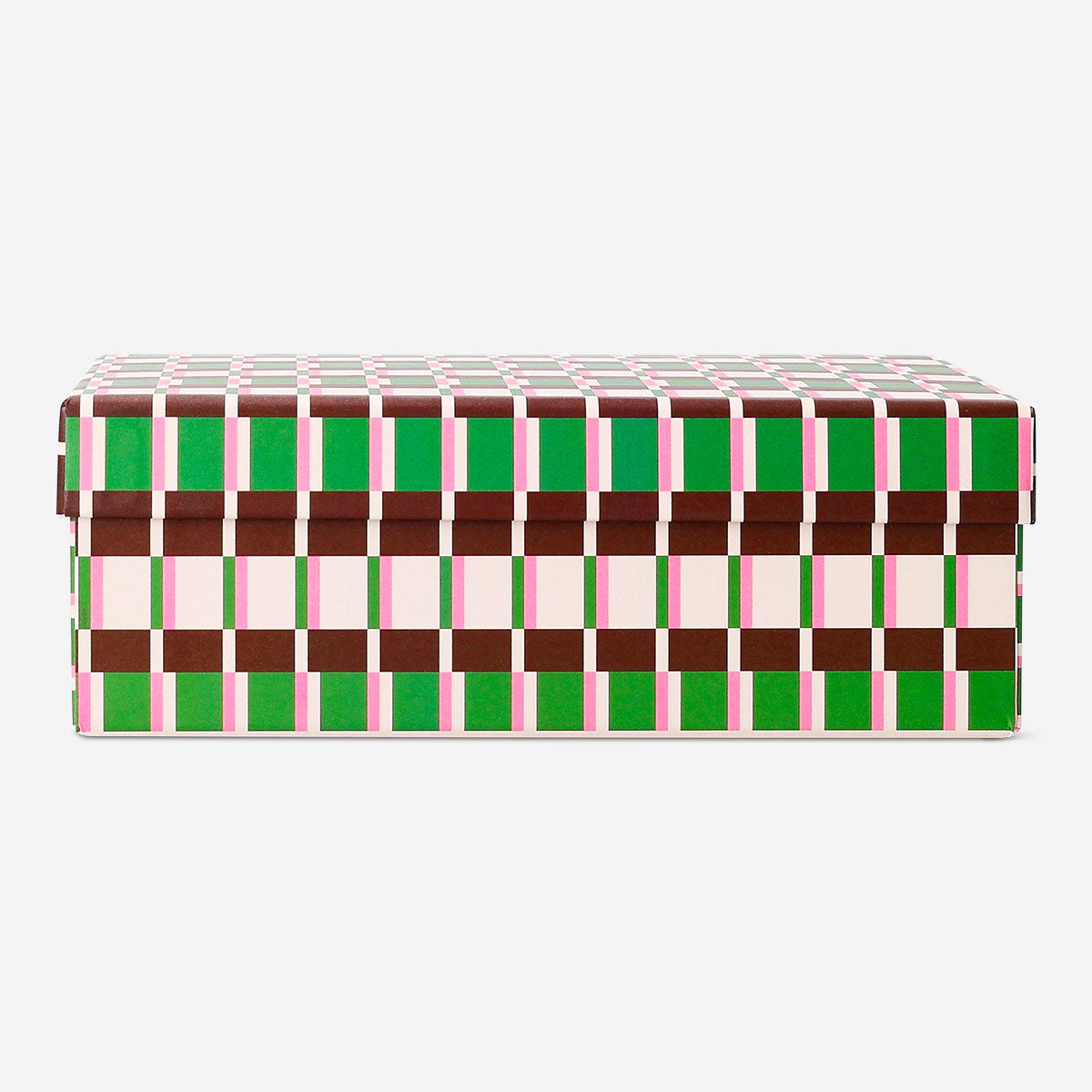 Flying Tiger Copenhagen storage box with geometric print, 17x20 inches, ideal for organizing home essentials.