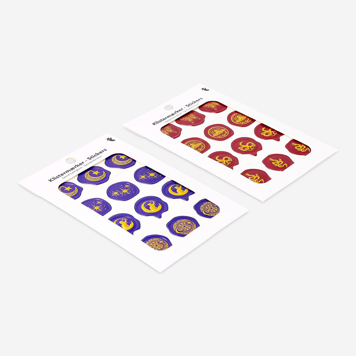 Hobby wax seal stickers featuring vintage-inspired designs from Flying Tiger Copenhagen for decorating letters and crafts.