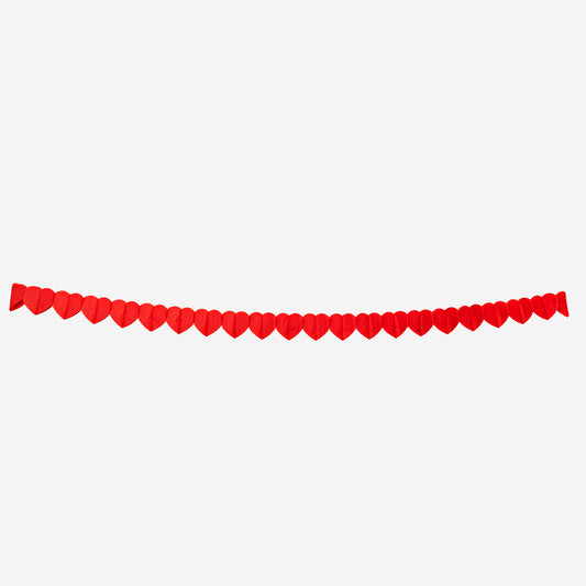 Red hearts paper garland - 300 cm