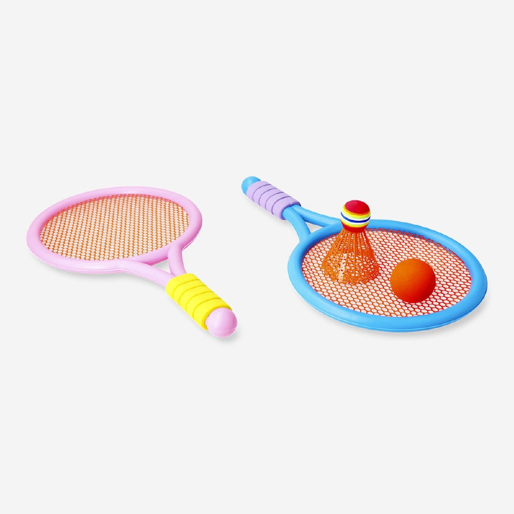 Children's racket set with colorful game rackets and balls, perfect for outdoor play, by Flying Tiger Copenhagen.