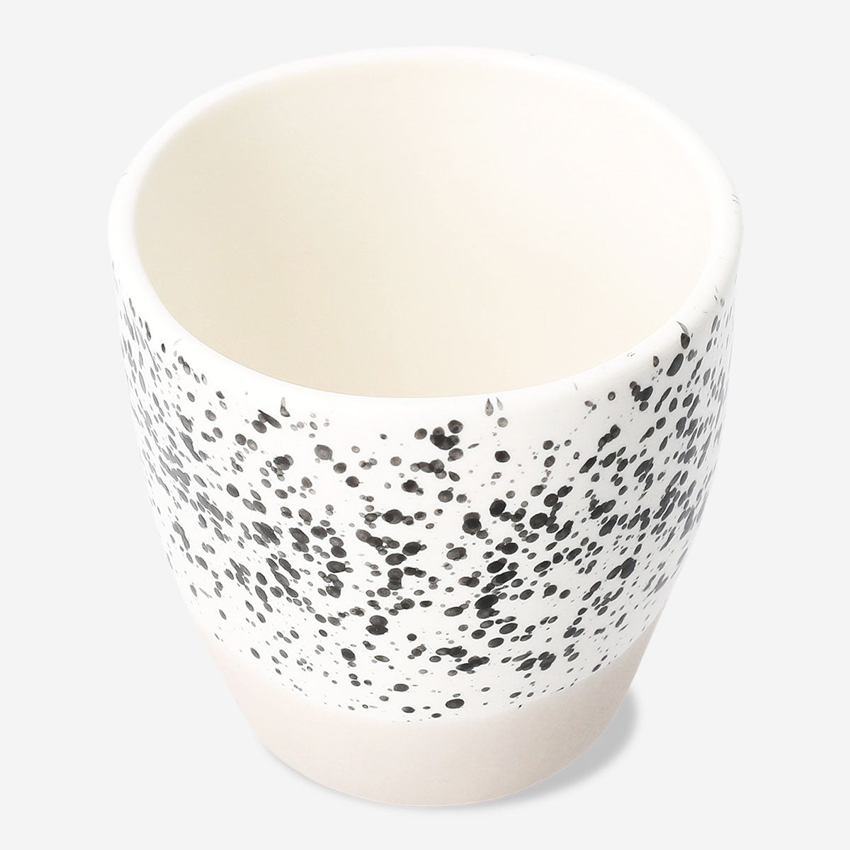 Black speckled 250 ml ceramic mug from Flying Tiger Copenhagen, kitchenware with a stylish black and white speckled design.