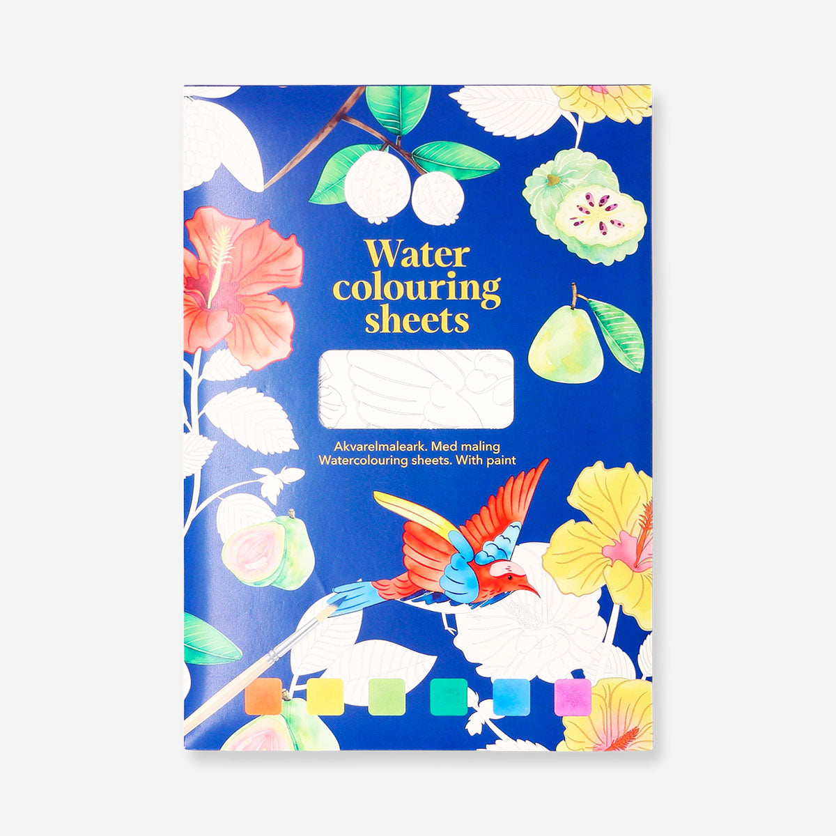 Hobby embossed watercolor sheets with paint from Flying Tiger Copenhagen, featuring textured designs for creative art projects.
