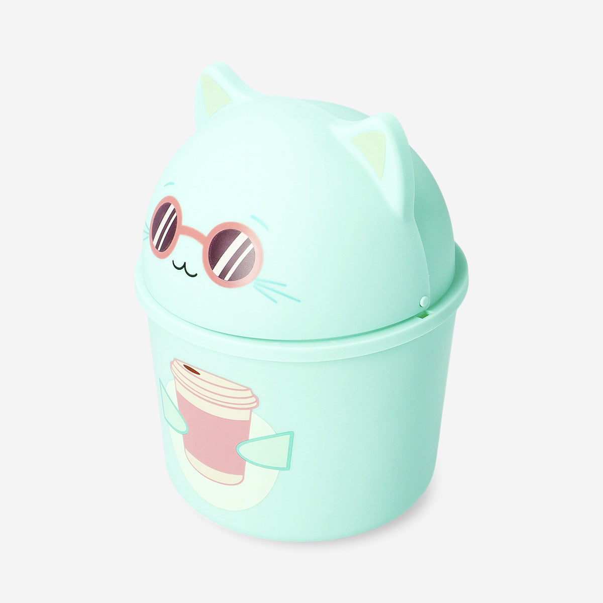 Green cat push bin
