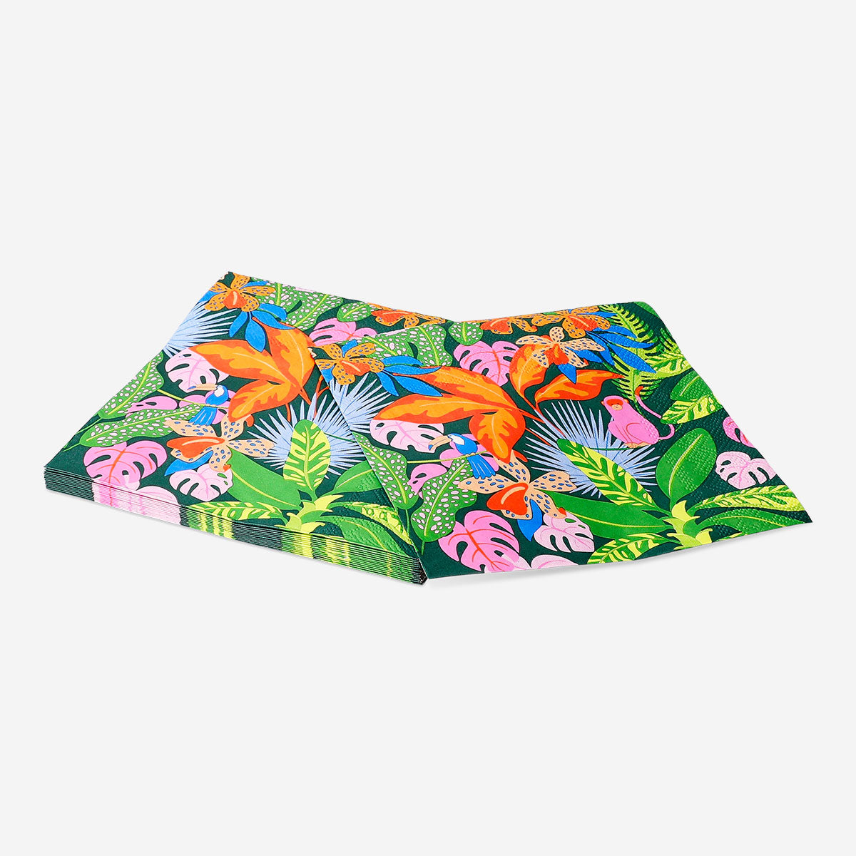 Set of 16 tropical print party napkins from Flying Tiger Copenhagen, featuring colorful, tropical-themed designs for celebrations.