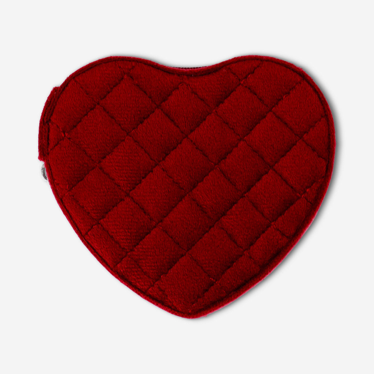 Quilted heart-shaped jewellery box from Flying Tiger Copenhagen, 9x10 cm, with soft interior for storing jewelry and personal items.