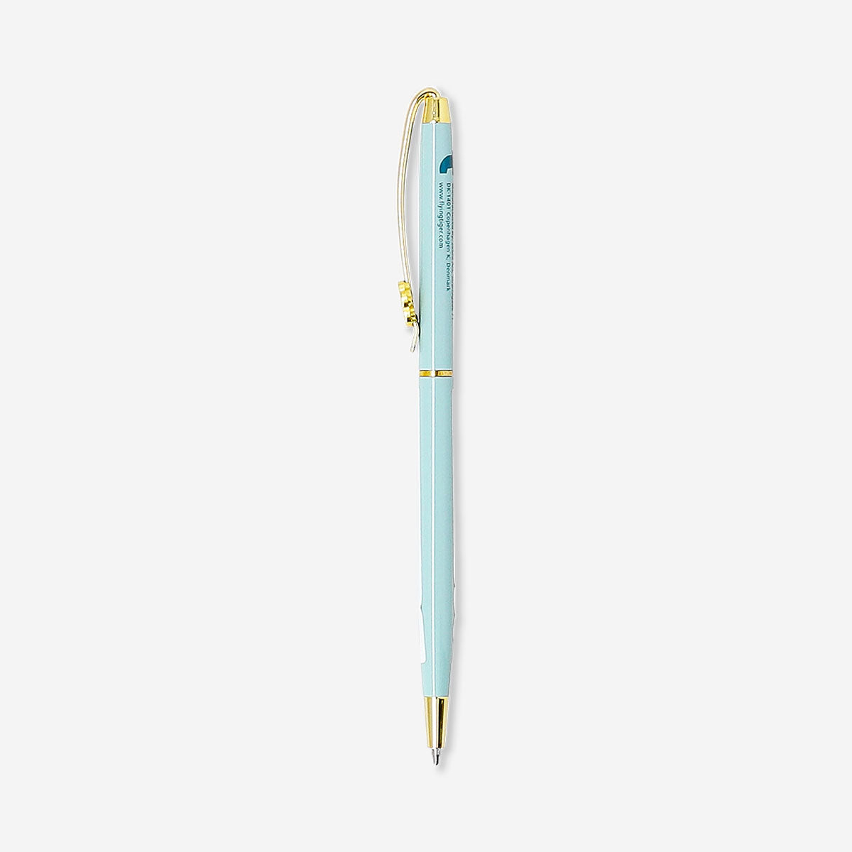 Blue Flying Tiger Copenhagen ballpoint pen with fold flower clip, ideal for office writing and stationery needs.