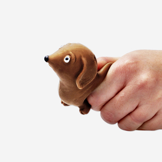 Press me toy - Sausage dog with red hearts