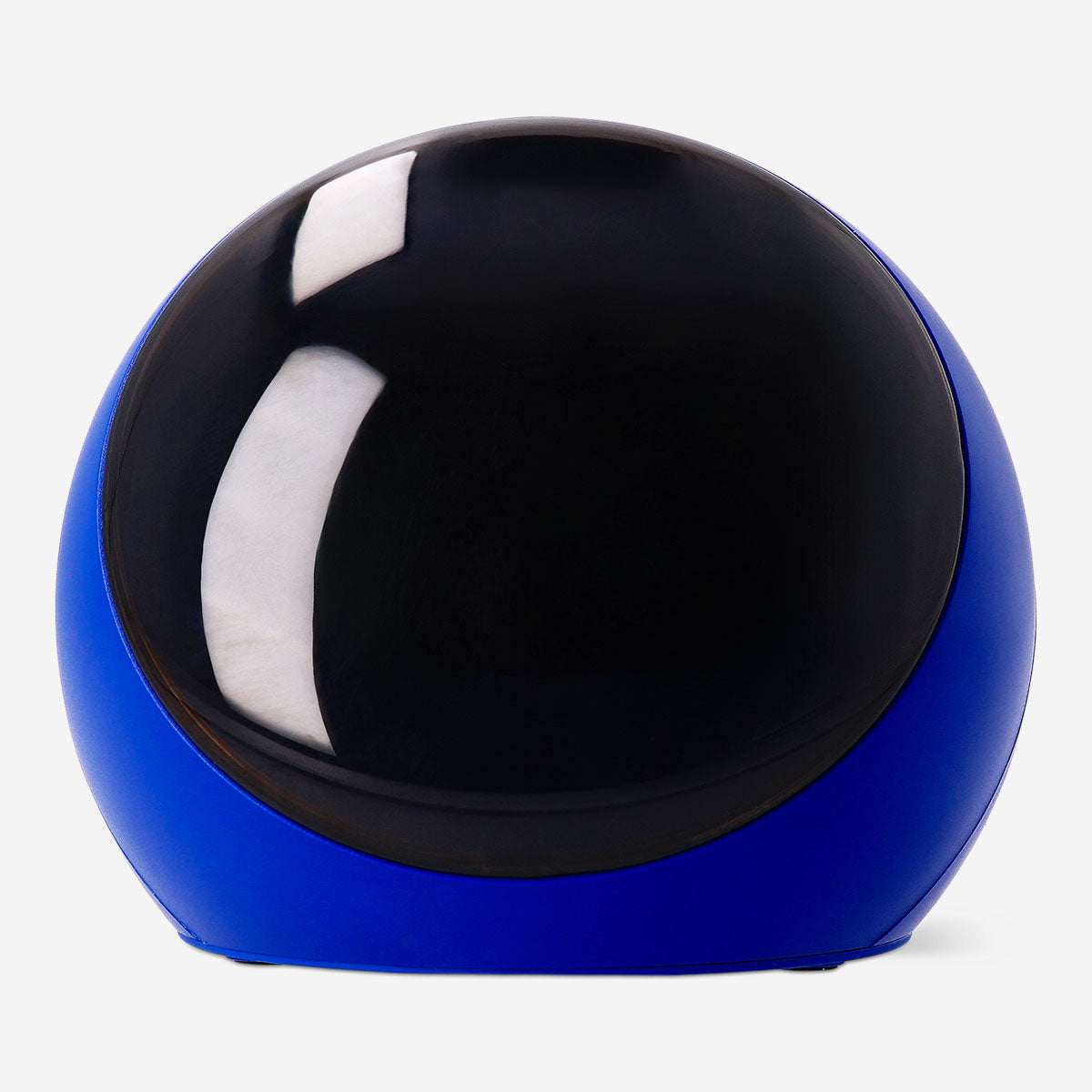 Navy digital alarm clock gadget by Flying Tiger Copenhagen displaying time and digital interface on a clean surface.
