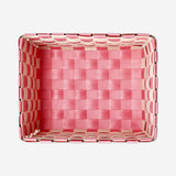 Pink woven storage basket - 18 cm