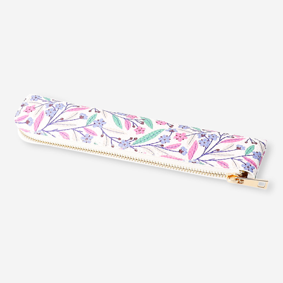 Floral pencil case from Flying Tiger Copenhagen with colorful flower pattern, ideal for office or school supplies storage.