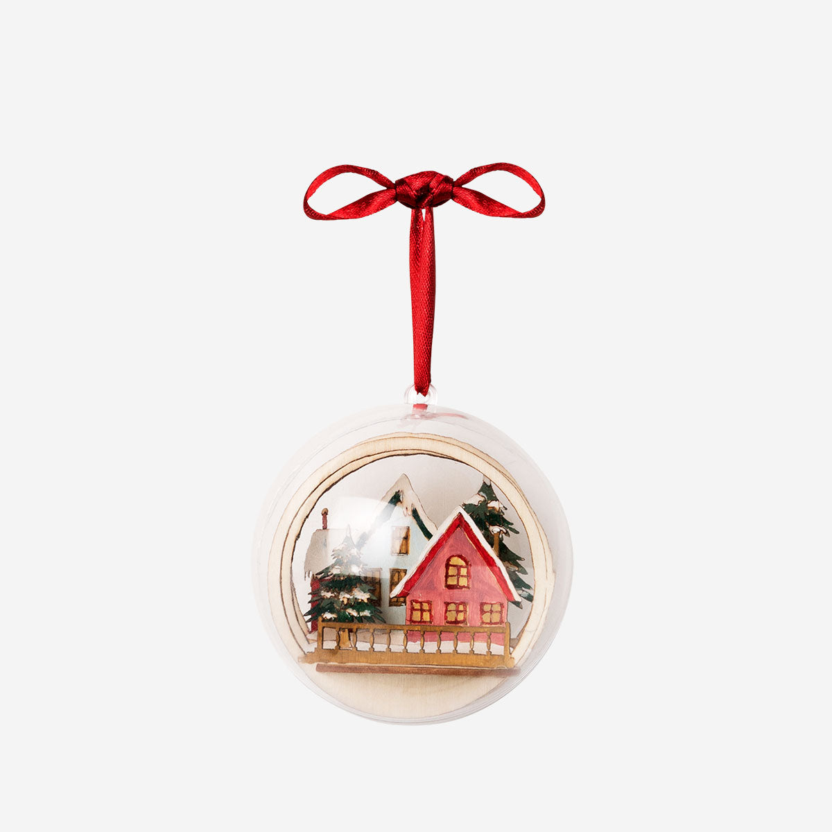 DIY wooden bauble hobby craft by Flying Tiger Copenhagen, showing a handcrafted wooden ornament with natural finish and intricate details.
