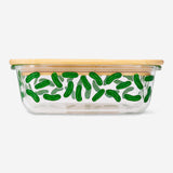 Glass food container with pickles from Flying Tiger Copenhagen, 15 cm, showcasing a clear container filled with colorful pickles.