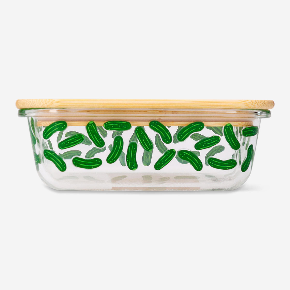 Glass food container with pickles from Flying Tiger Copenhagen, 15 cm, showcasing a clear container filled with colorful pickles.