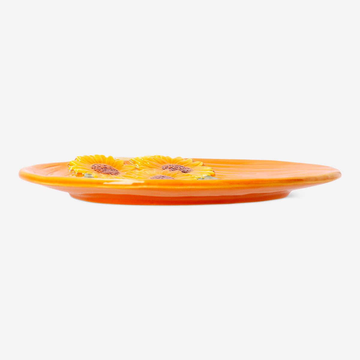 20cm ceramic plate with embossed sunflower design, kitchenware by Flying Tiger Copenhagen, featuring detailed sunflower motifs.