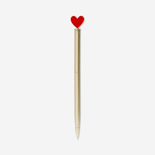 Gold ballpoint pen with heart topper