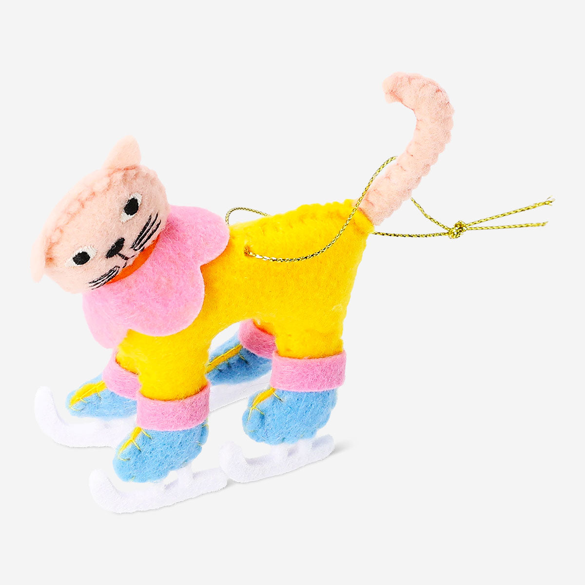 Felt hanging ornament featuring a skiing cat design, perfect for home decor, by Flying Tiger Copenhagen.