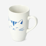 White ceramic cat mug with handle, 400 ml capacity, featuring a cute cat design, perfect for kitchen use.