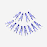 Set of 12 blue flower-shaped clothes pegs from Flying Tiger Copenhagen, ideal for hanging laundry or organizing household items.