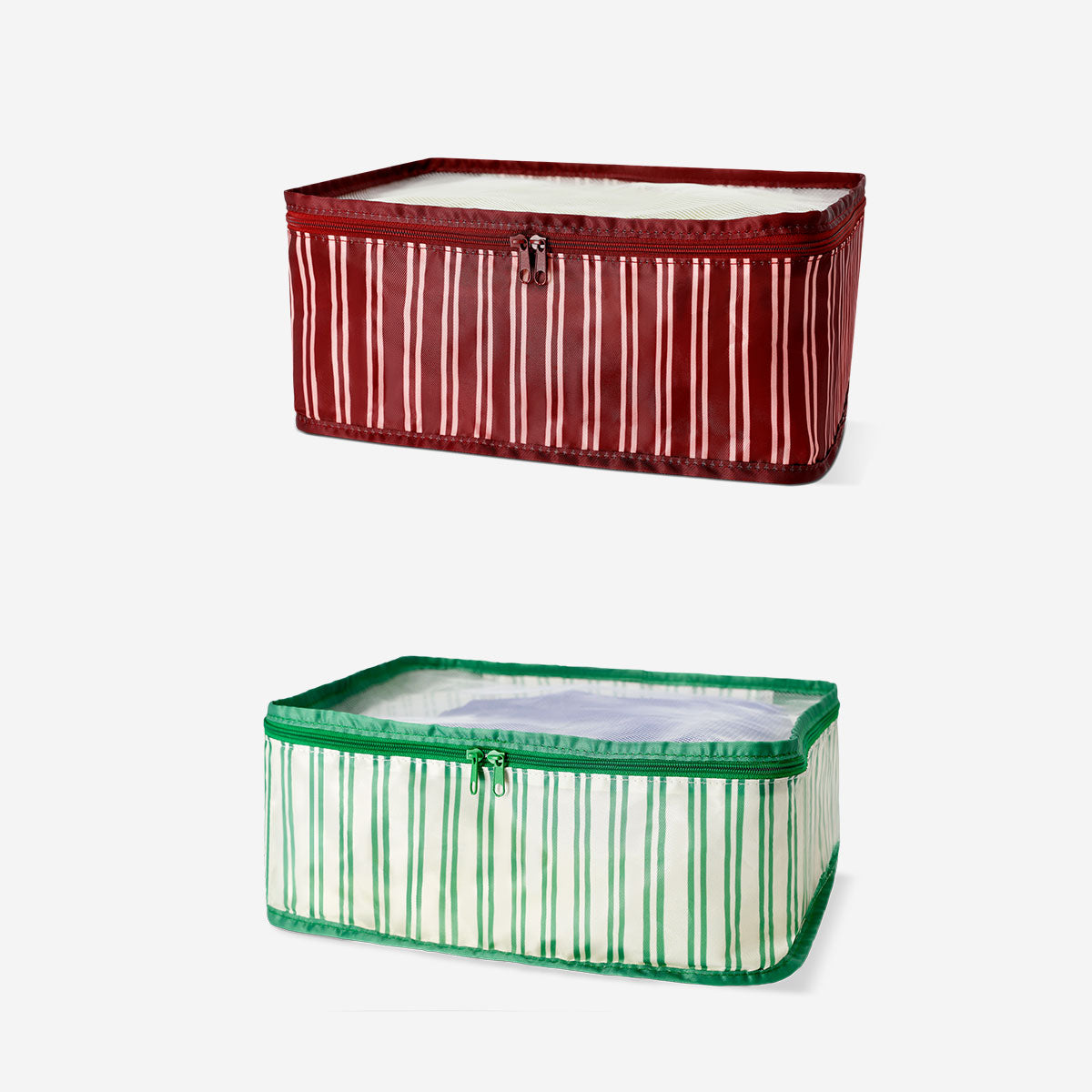 Set of five Flying Tiger Copenhagen leisure organizer travel bags in various sizes, perfect for packing and organization.