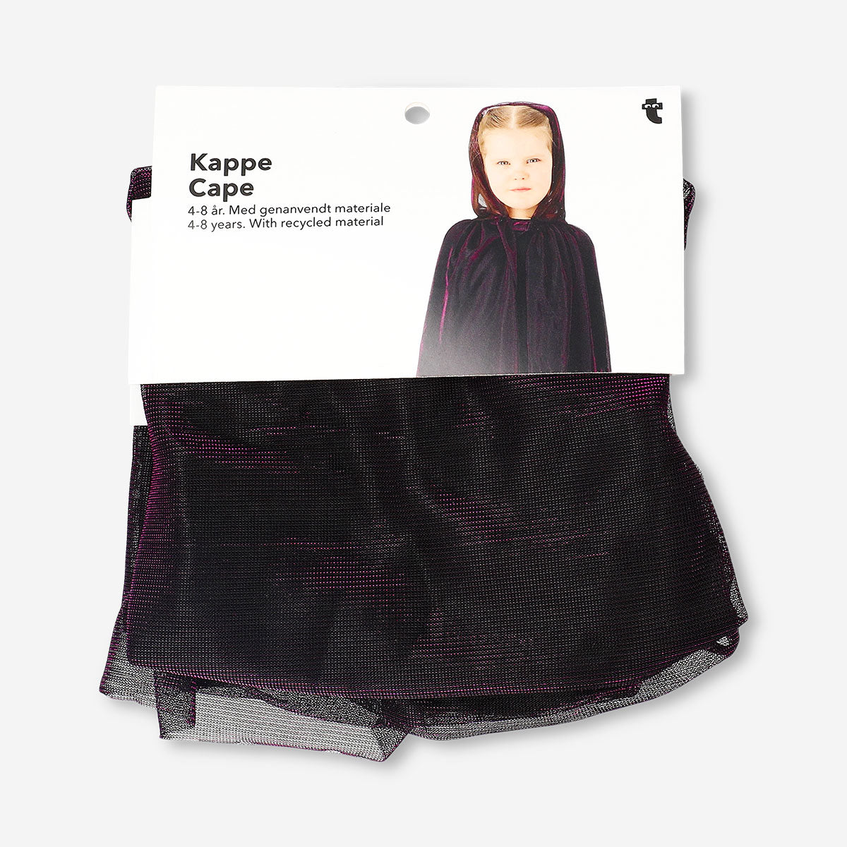 Children's glitter effect cape for parties, suitable for ages 4 to 8, by Flying Tiger Copenhagen, featuring shiny, festive design.