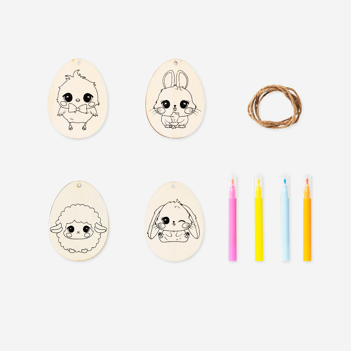 DIY wooden Easter ornaments - 4 pcs