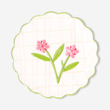 Ceramic kitchen plate with hand-painted stripes and flower design, 20 cm, by Flying Tiger Copenhagen