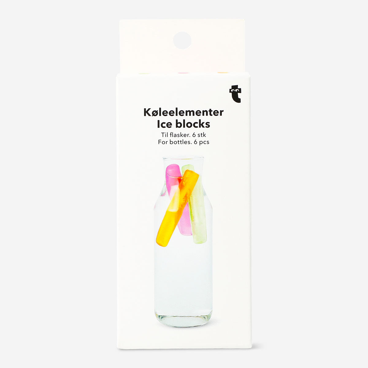 Six reusable ice blocks for bottles from Flying Tiger Copenhagen, kitchen cooling accessories with icy, block-shaped design.