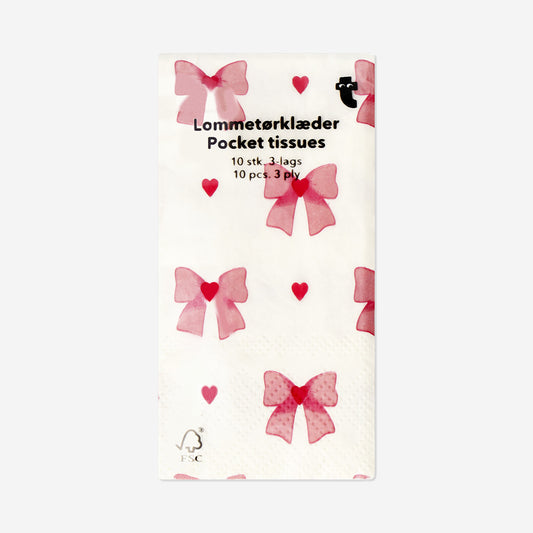 Pocket tissues with bow print - 10 pcs