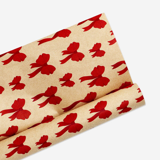 400 cm craft wrapping paper - Red bows