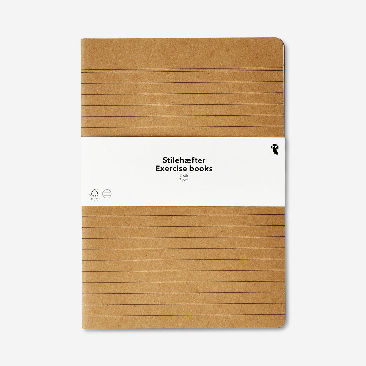 Three Flying Tiger Copenhagen A5 lined exercise books with colorful covers, ideal for note-taking and office use.